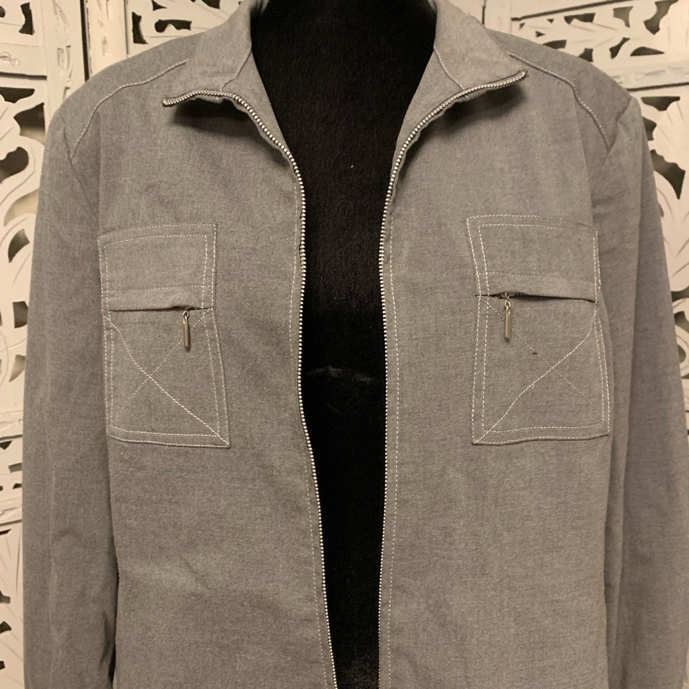 EVAN PICONE REALLY NICE GREY STRETCHY LIGHTWEIGHT LONG SLEEVE ZIP UP JACKET - Picture 3 of 9